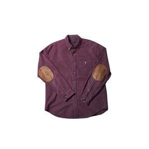 J. Crew Button-Up Shirt Men's Large Burgundy Elbow Patches Cotton Casual Comfort